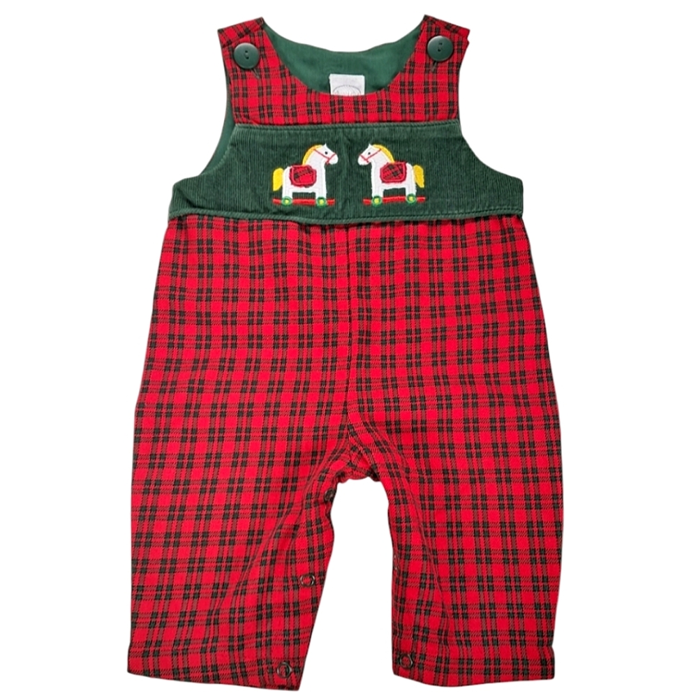 Vintage Starting Out Plaid Overalls Size 3 Months